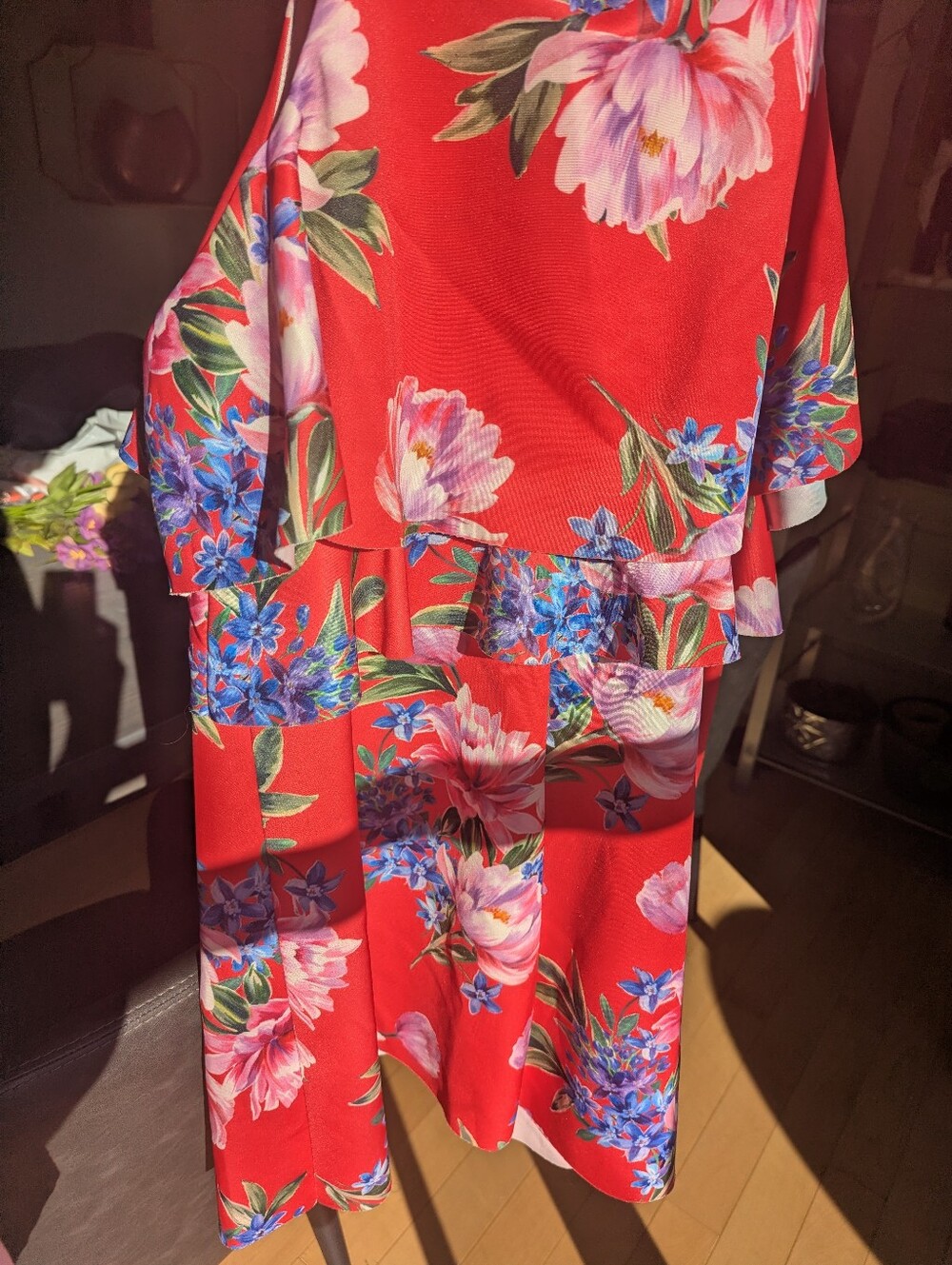 Red Floral Ruffle Summer Dress - Picture 6 of 6